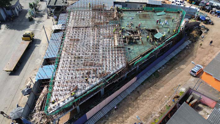 Vue aérienne d'un chantier piloté par Triart Conseil
